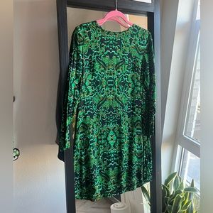 Green printed dress